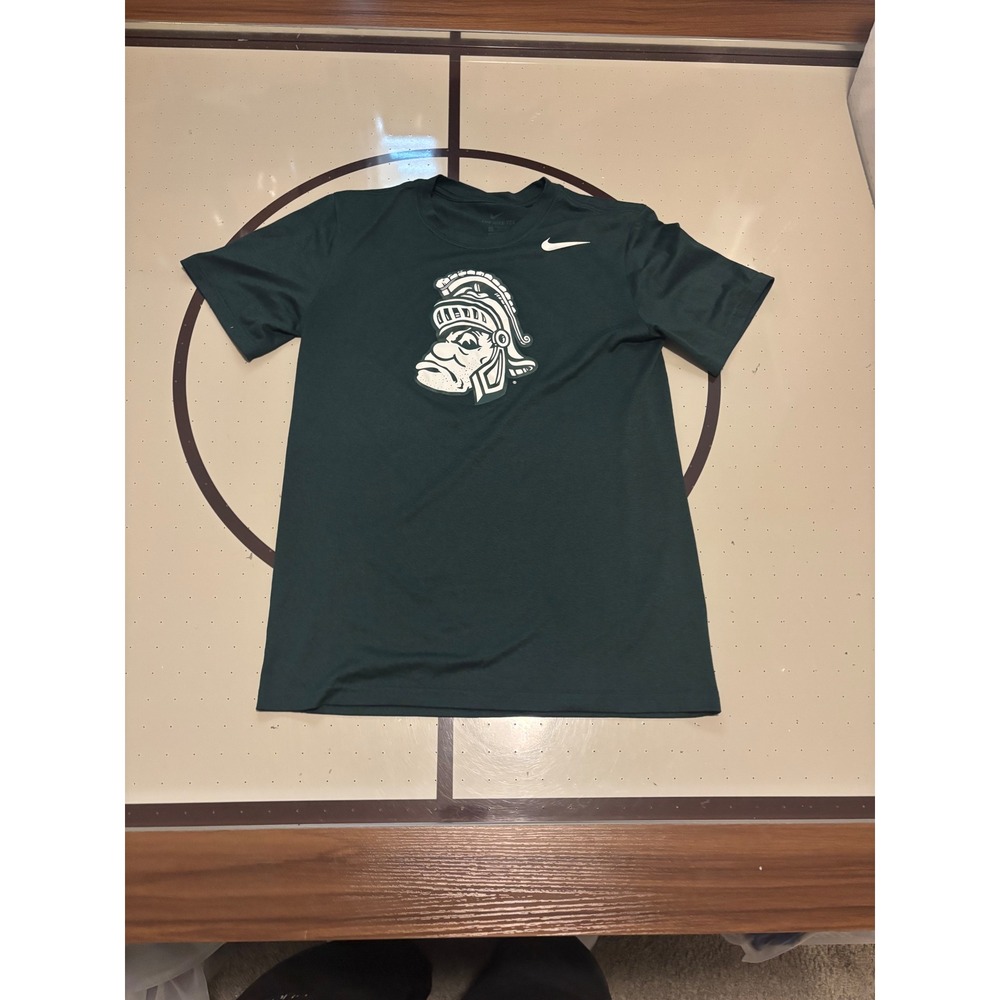 1185 Nike Michigan State Spartans Sparty Dri-FIT T-Shirt Green Mens Small